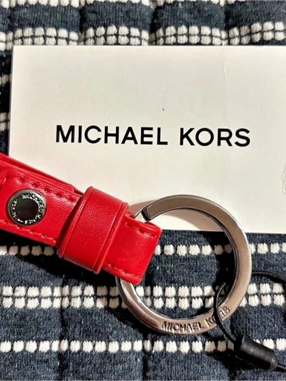 Michael Kors Leather Strap Keychain Red